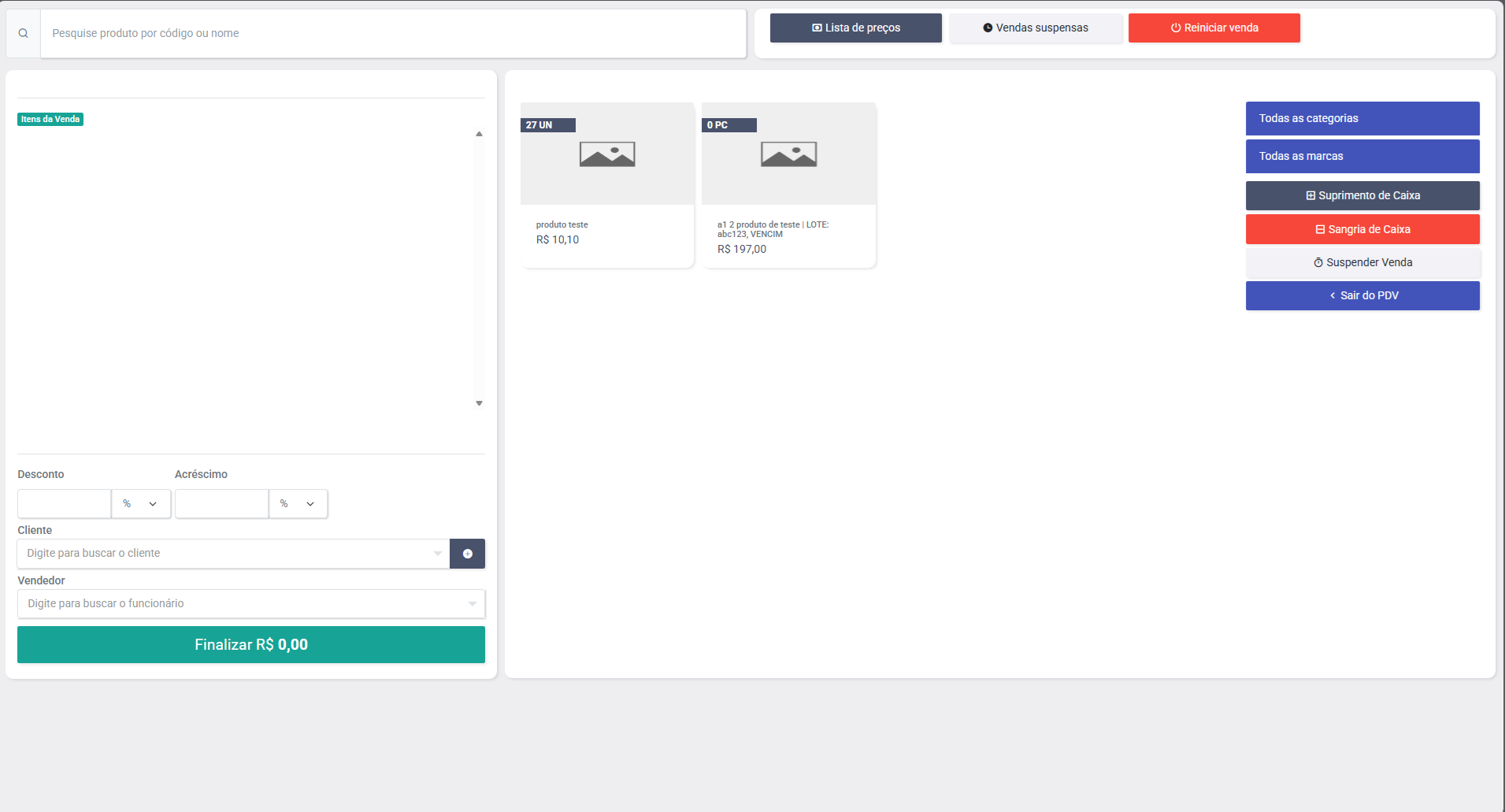 Interface PDV do ERP ESCALA SISTEMAS
